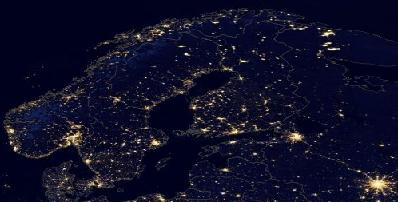 NASA light pollution map North Europe